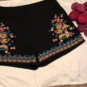 black flower printed shorts